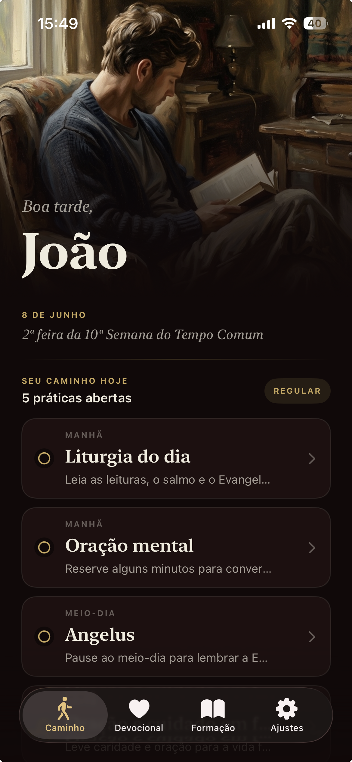 Tela do Caminho diário